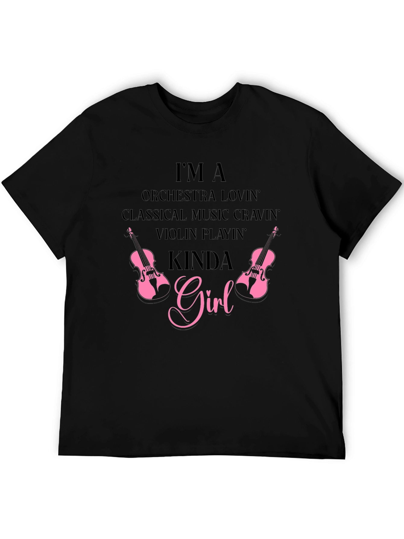Orchestra Music Violin Girl Black Tee