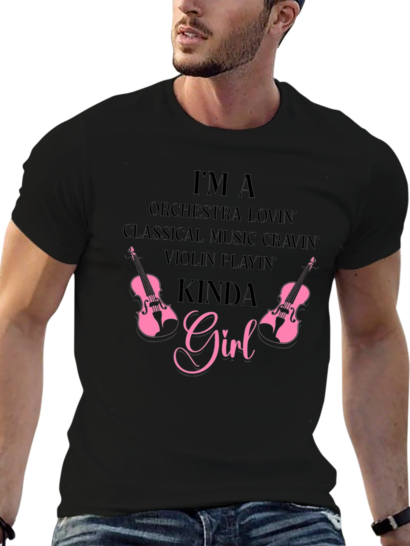 Orchestra Music Violin Girl Black Tee