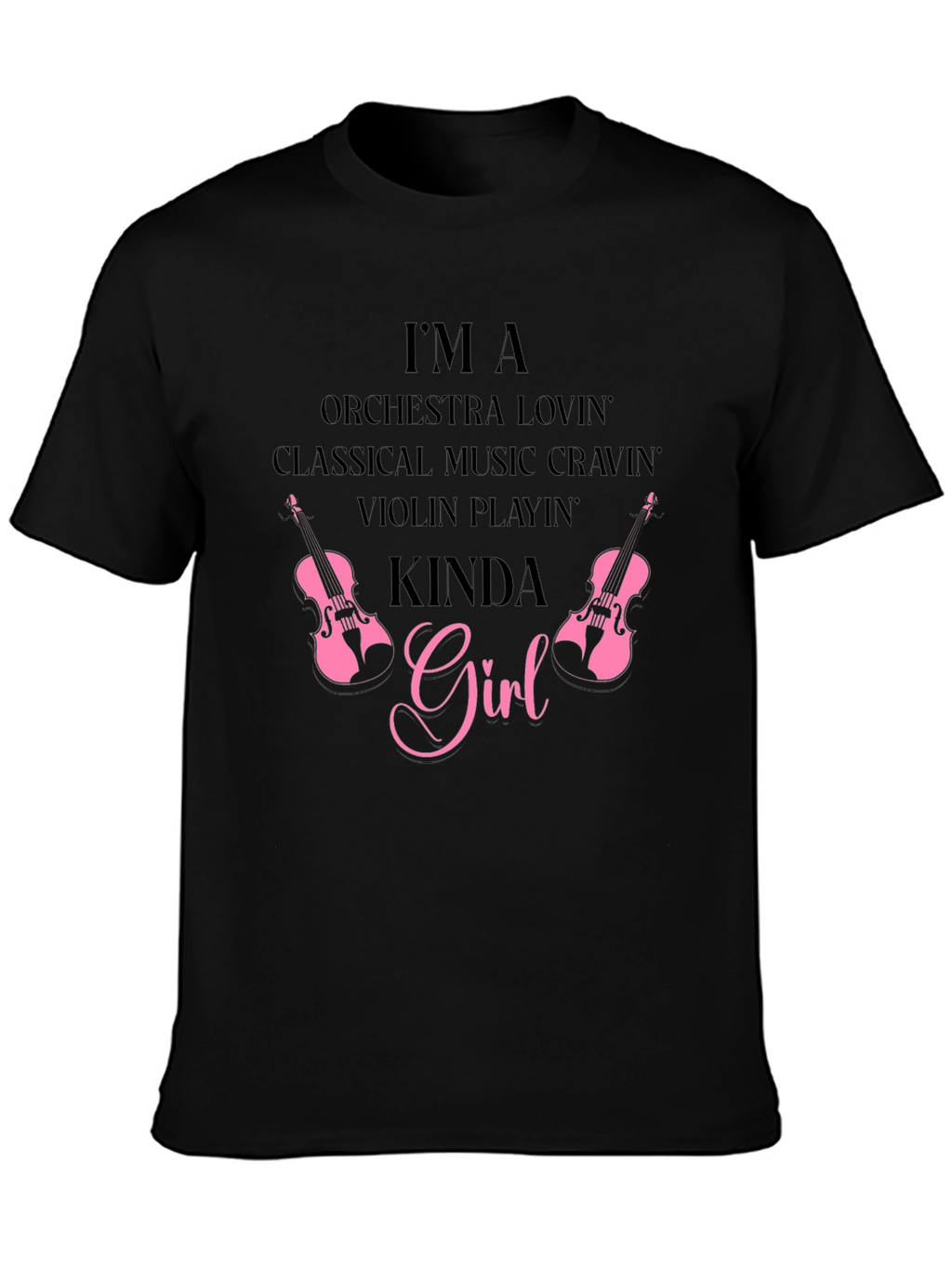 Orchestra Music Violin Girl Black Tee