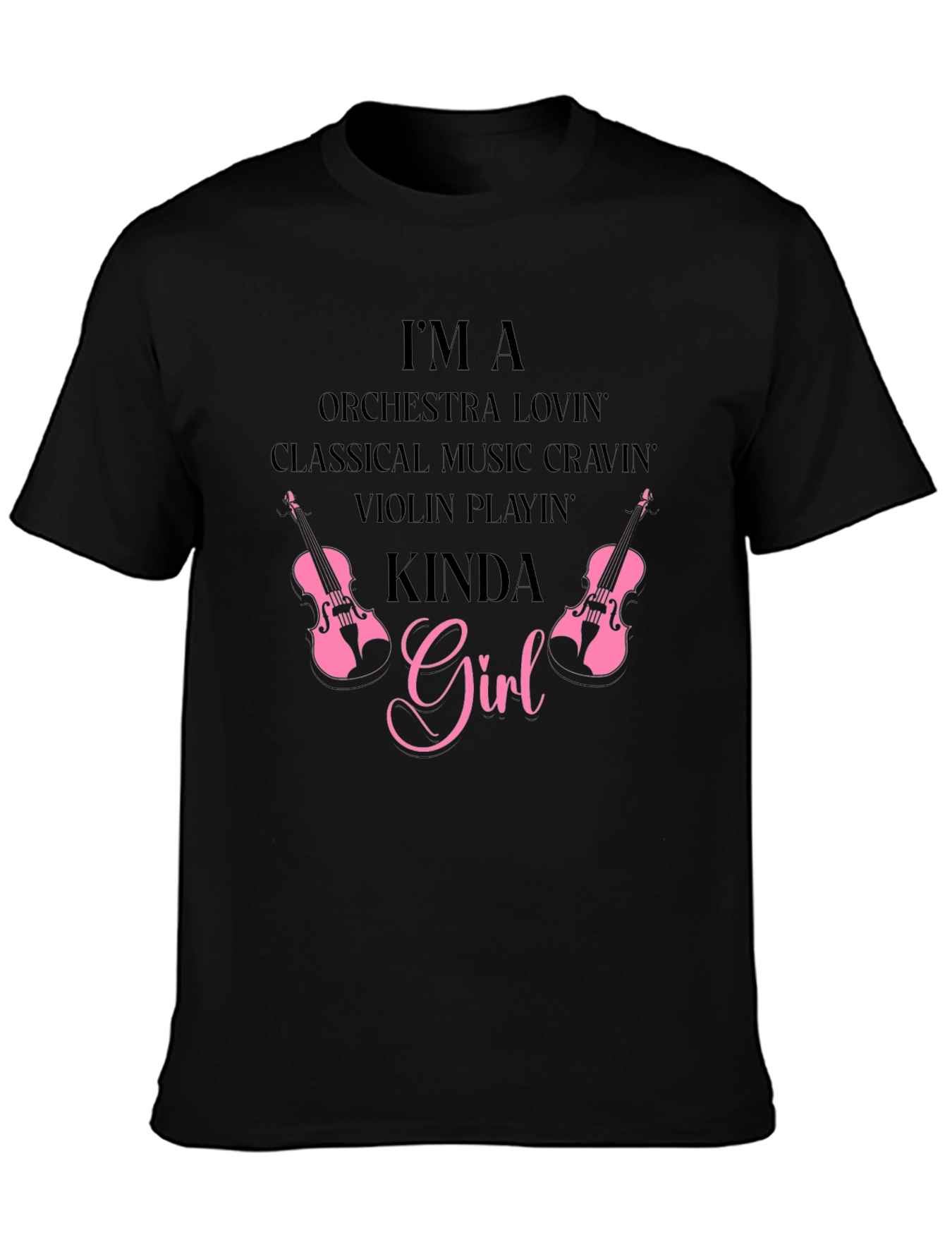 Orchestra Music Violin Girl Black Tee