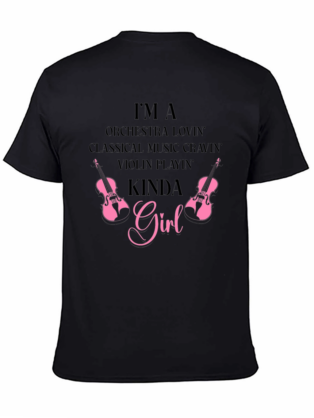 Orchestra Music Violin Girl Black Tee