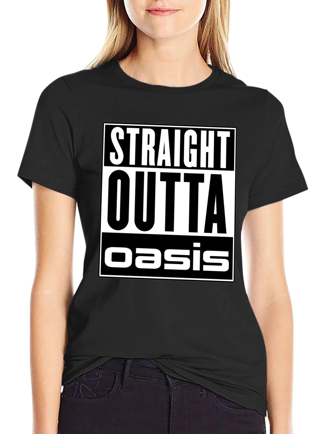 Straight Outta Oasis Black Graphic Tee