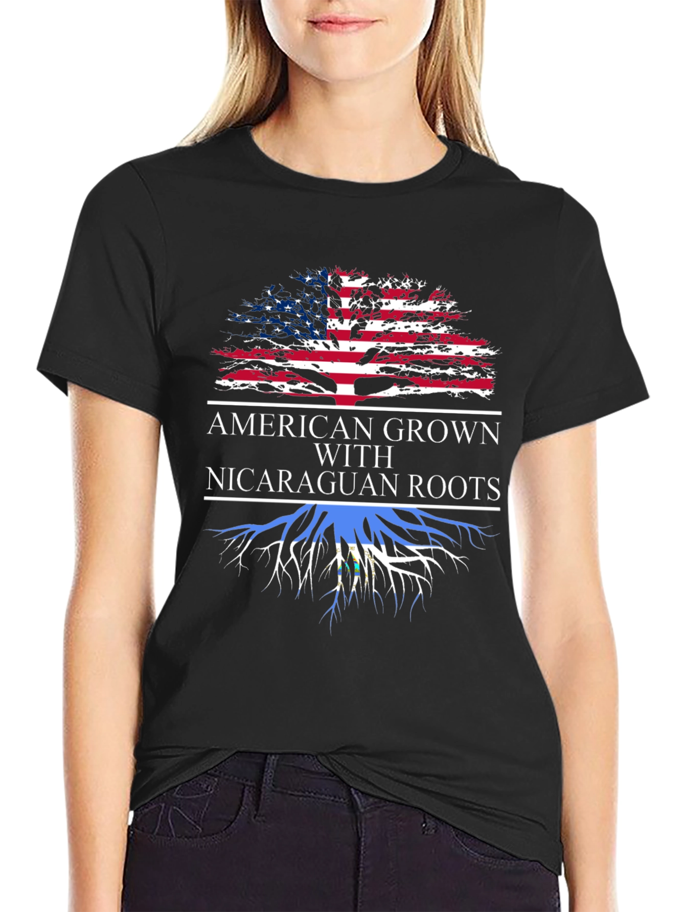 American Grown Nicaraguan Roots Graphic T-Shirt