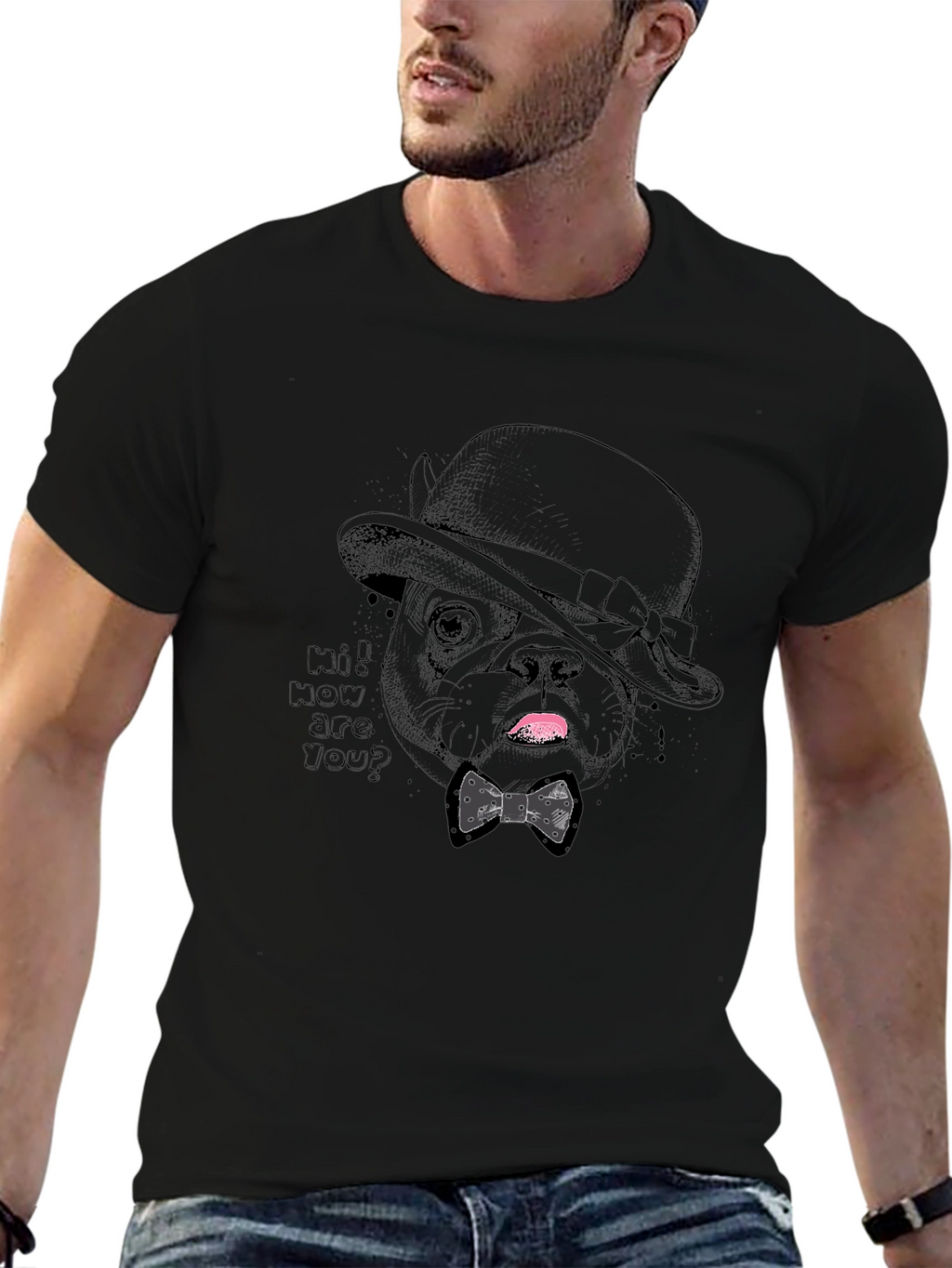 Dapper Dog Tee - Stylish Pet Graphic T-Shirt