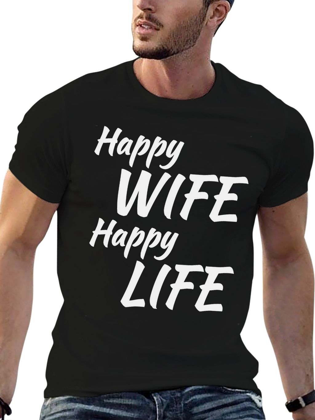 Happy Wife Happy Life Black T-Shirt