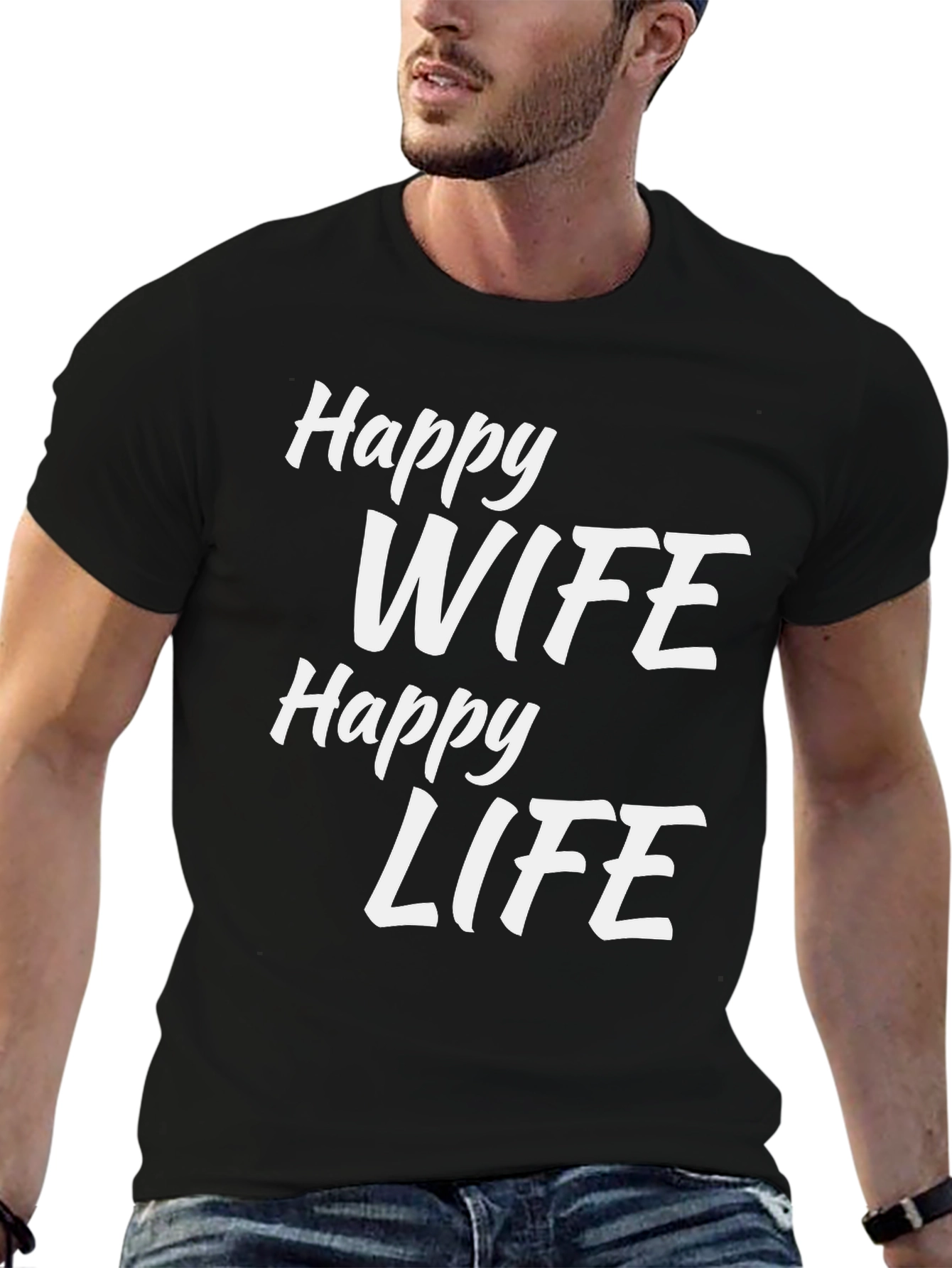 Happy Wife Happy Life Black T-Shirt
