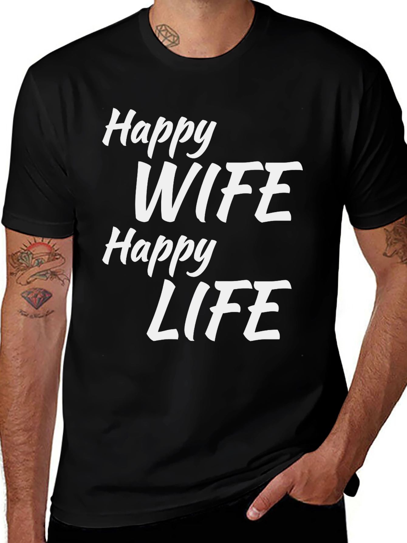 Happy Wife Happy Life Black T-Shirt