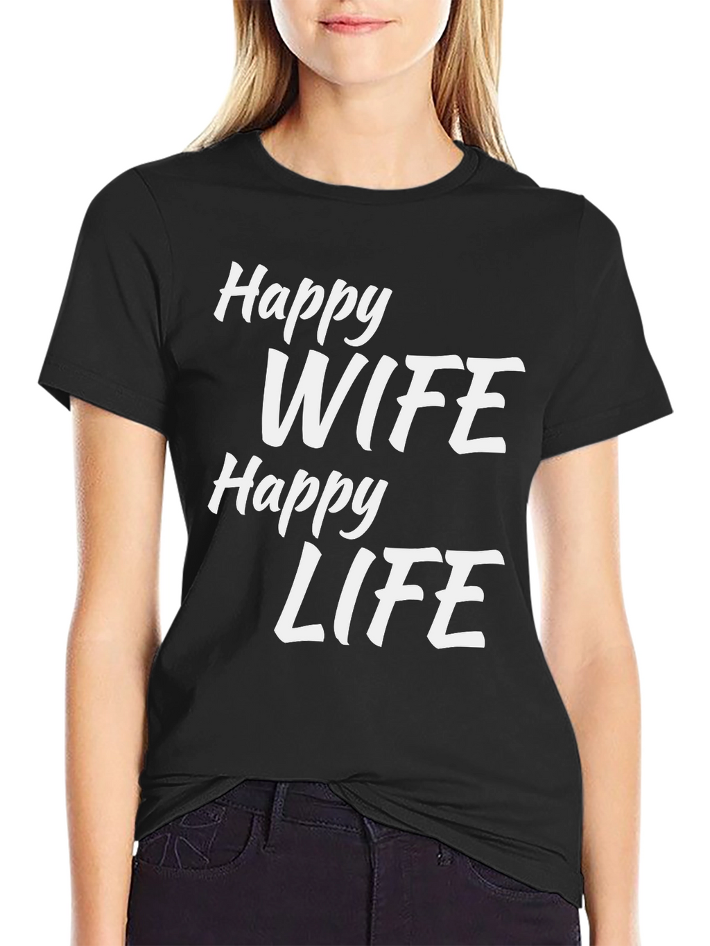 Happy Wife Happy Life Black T-Shirt