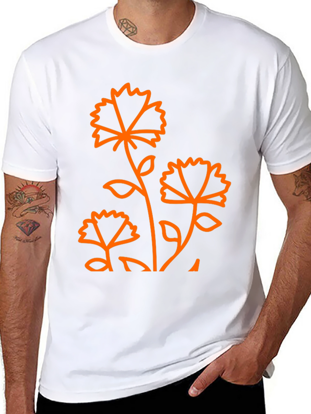 Floral Graphic Print Black T-Shirt