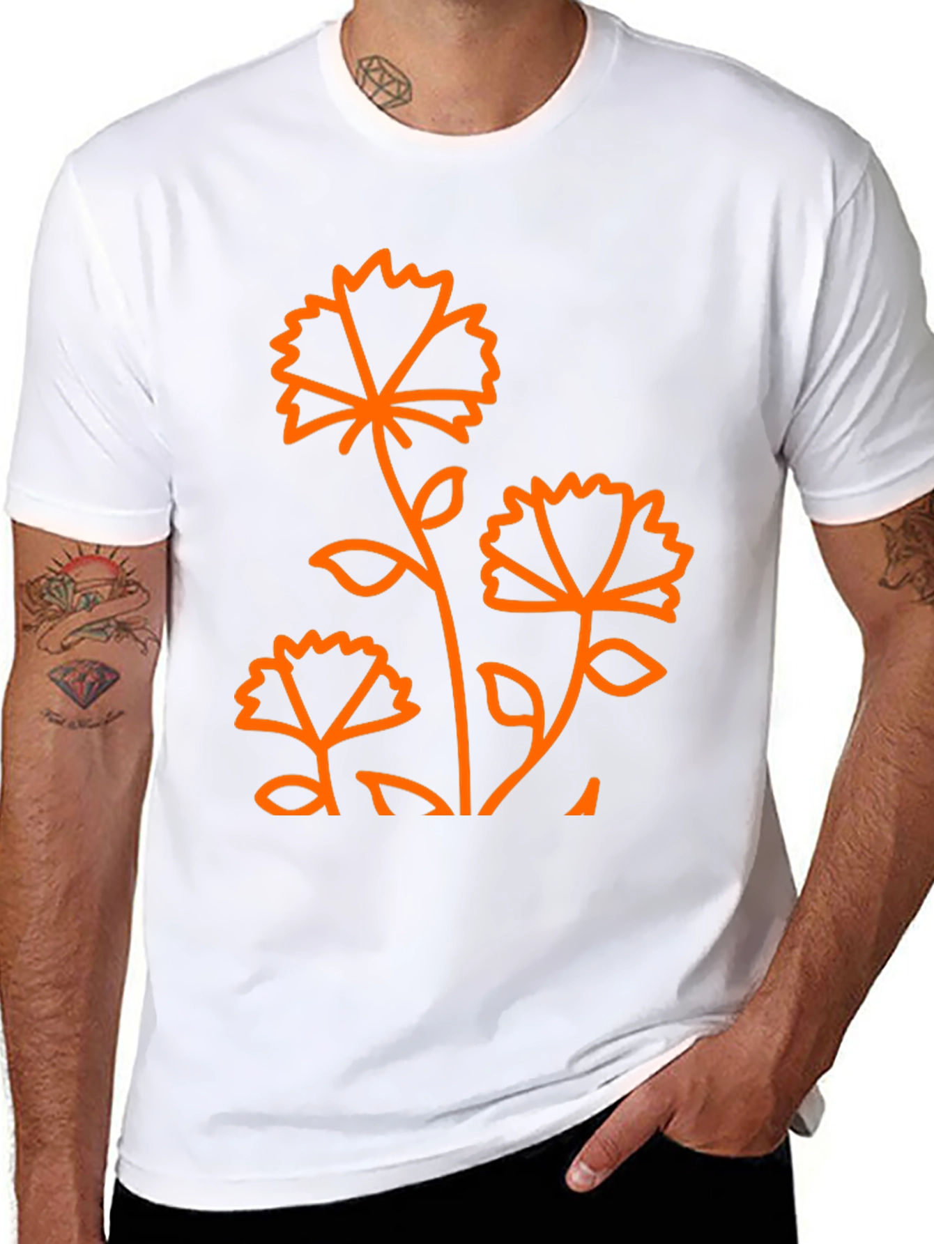 Floral Graphic Print Black T-Shirt