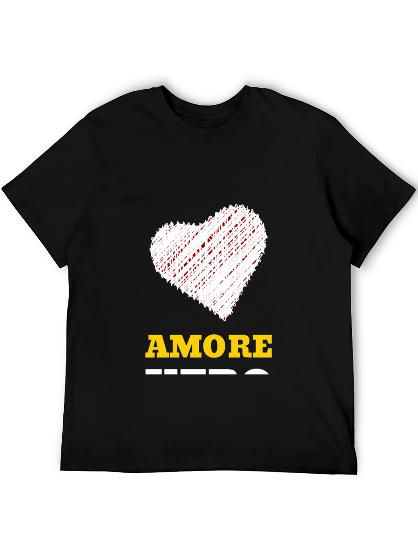 Amore Heart Graphic Tee - Mens Black T-Shirt