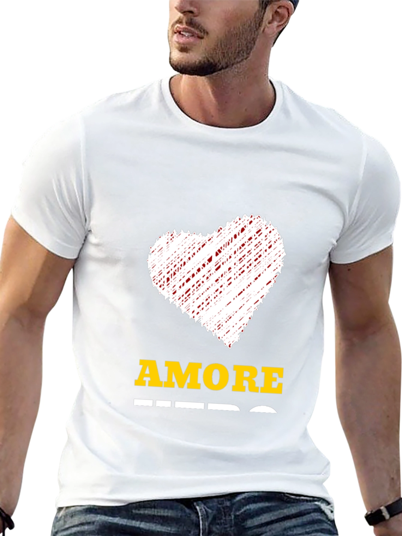 Amore Heart Graphic Tee - Mens Black T-Shirt
