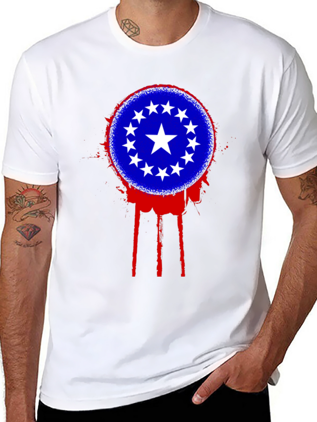 Stars Circle T-Shirt - Black