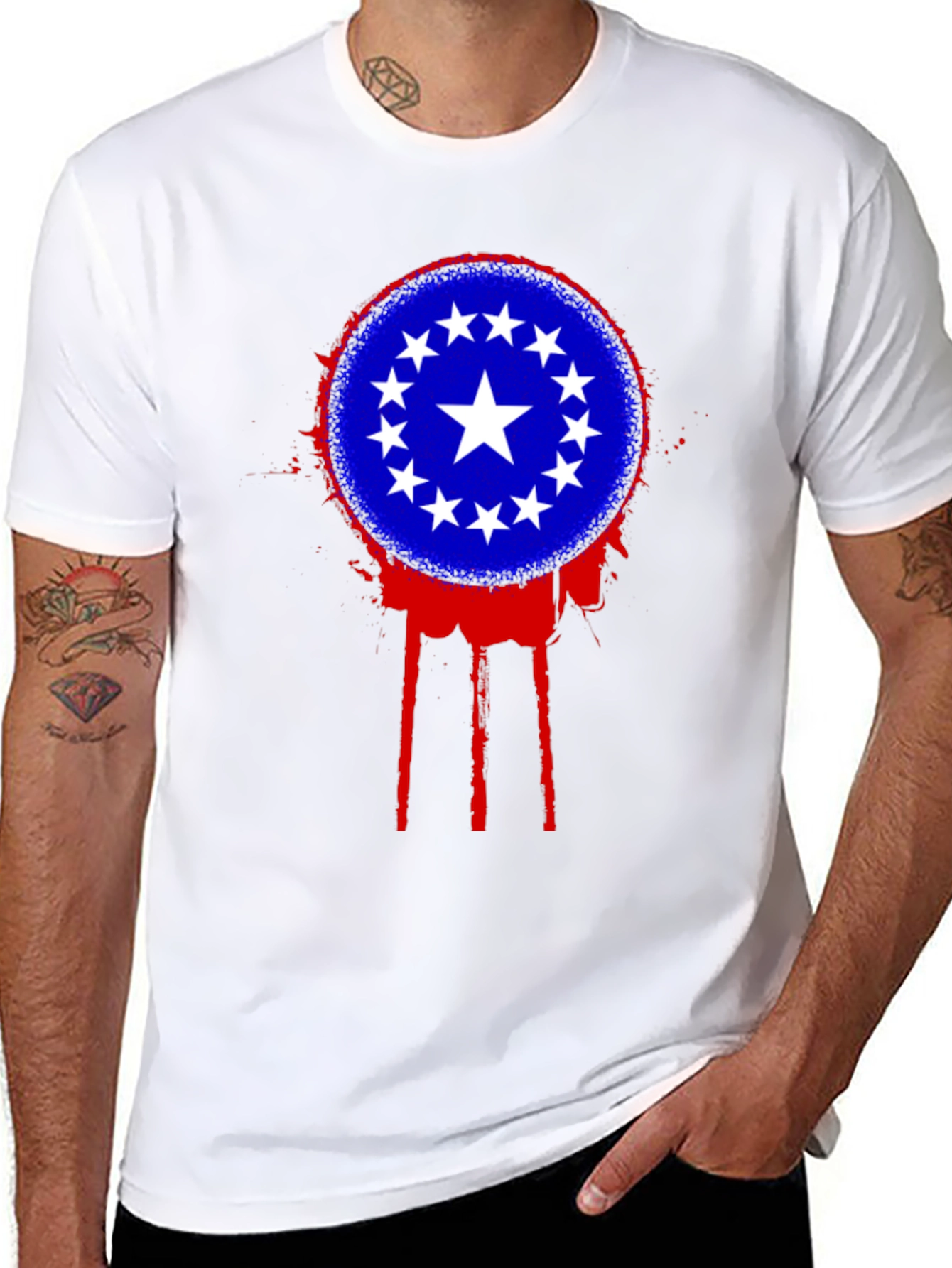 Stars Circle T-Shirt - Black