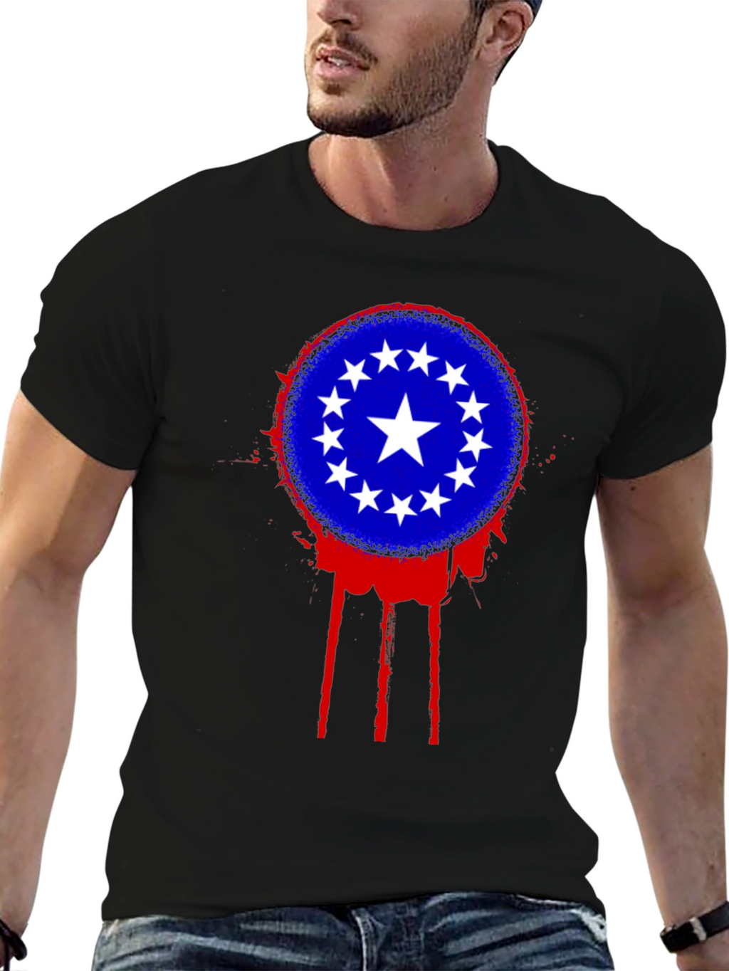 Stars Circle T-Shirt - Black