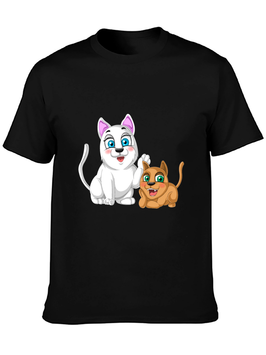 Cartoon Cats Black T-Shirt