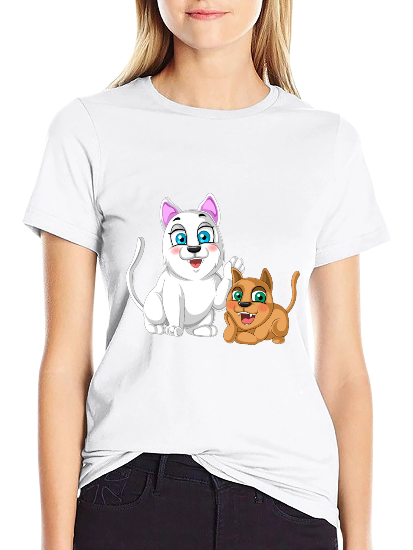Cartoon Cats Black T-Shirt
