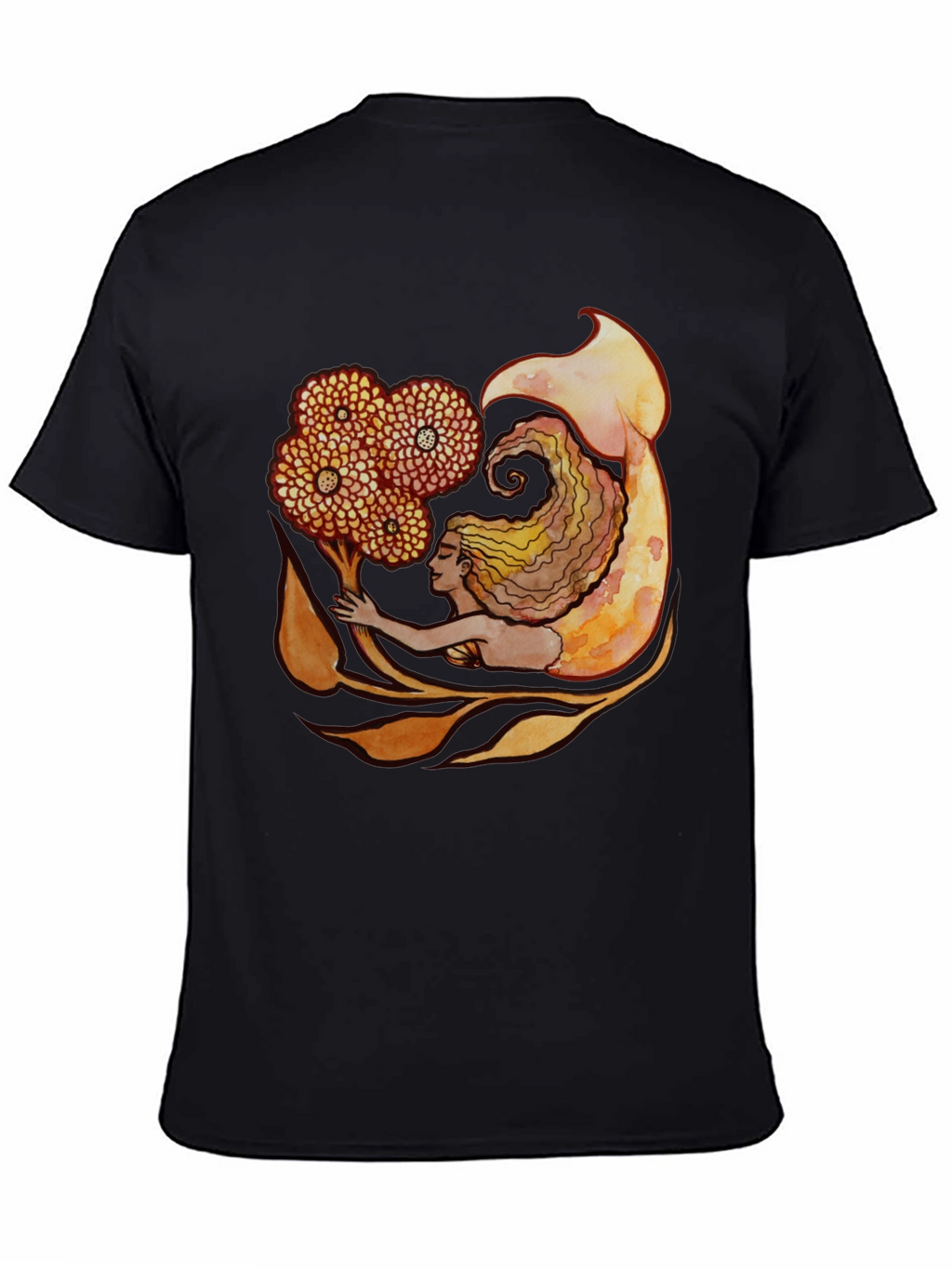 Mermaid Graphic Black T-Shirt