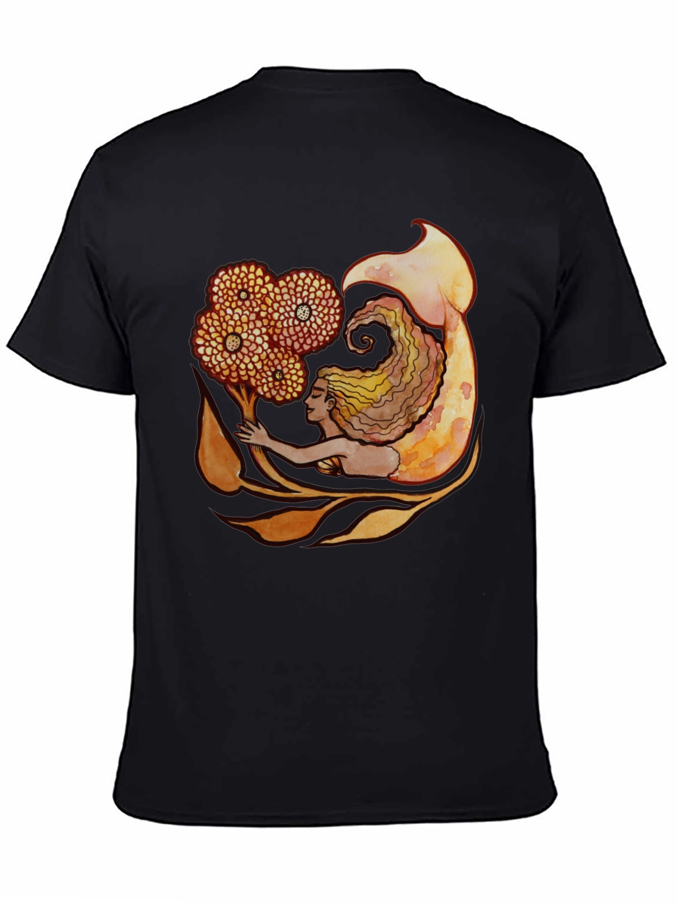 Mermaid Graphic Black T-Shirt