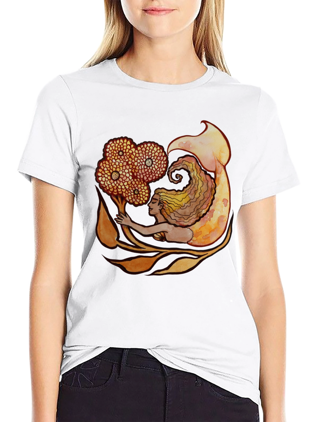 Mermaid Graphic Black T-Shirt