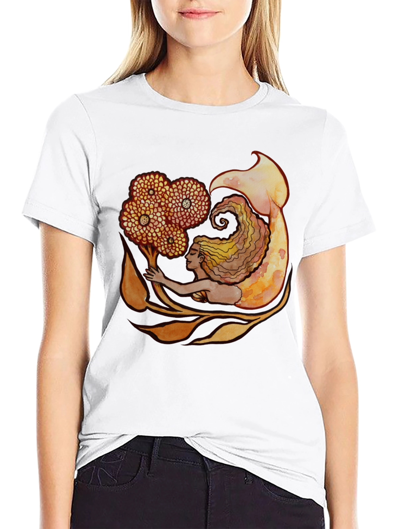 Mermaid Graphic Black T-Shirt