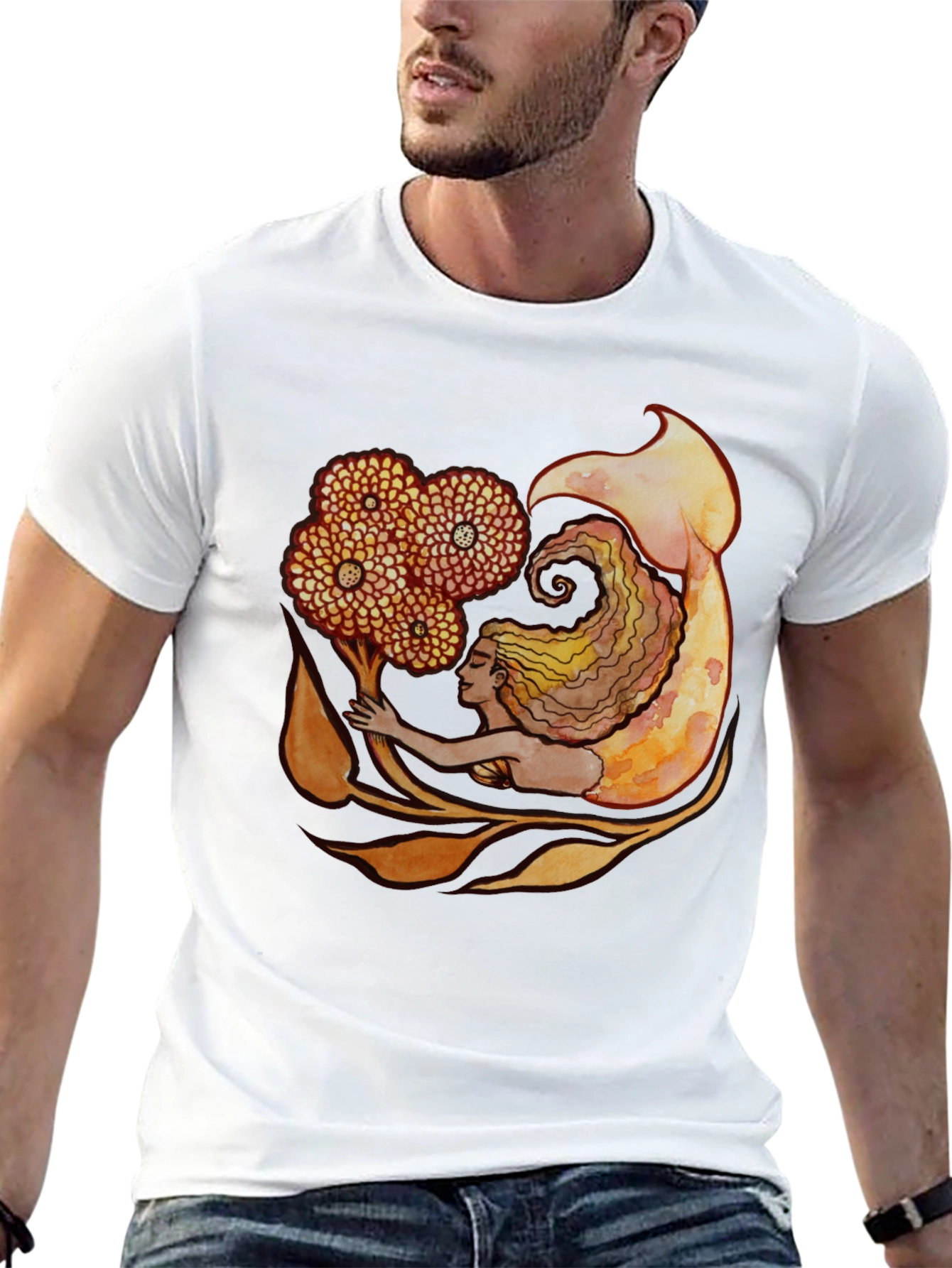Mermaid Graphic Black T-Shirt