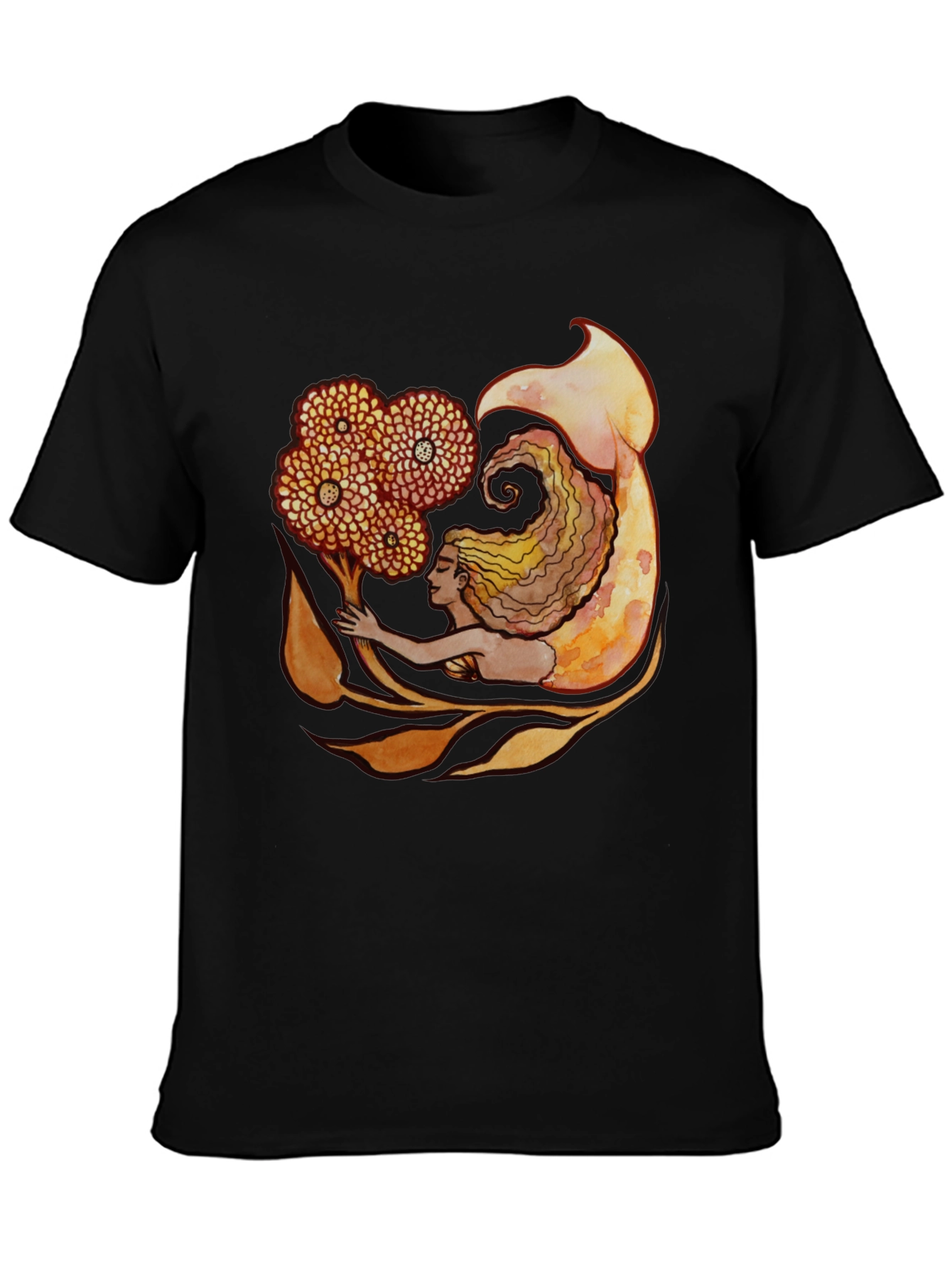 Mermaid Graphic Black T-Shirt