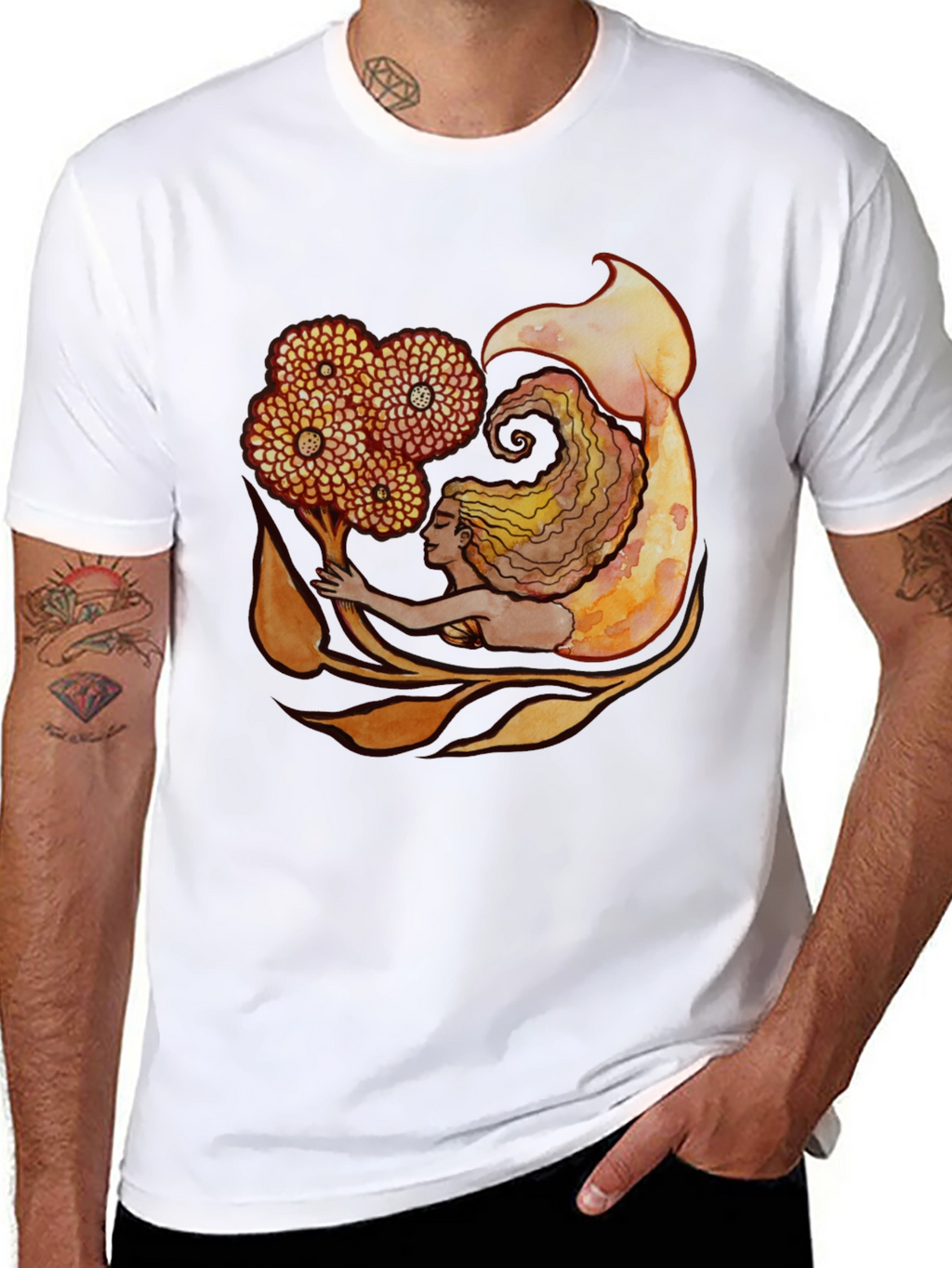 Mermaid Graphic Black T-Shirt