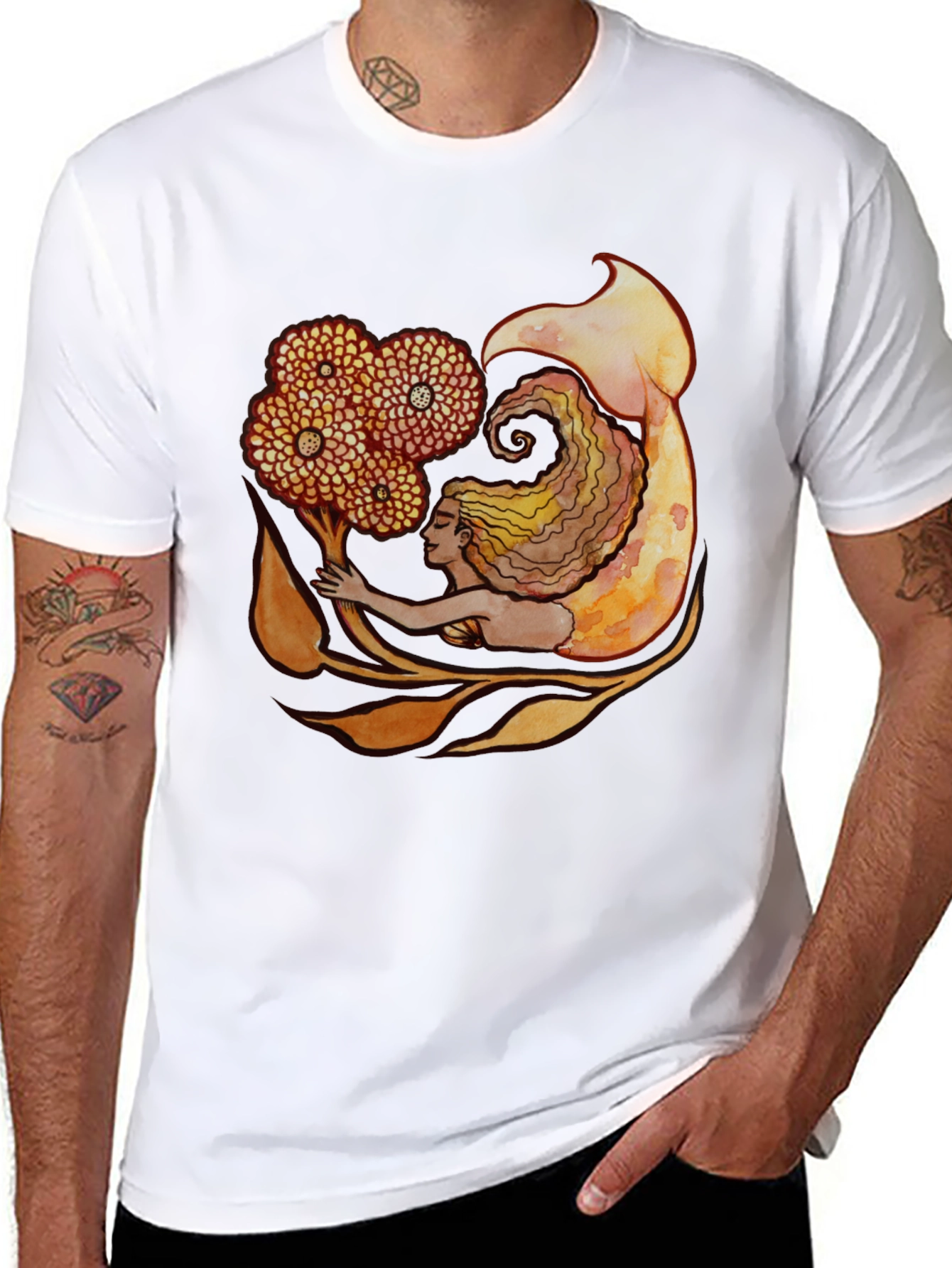 Mermaid Graphic Black T-Shirt