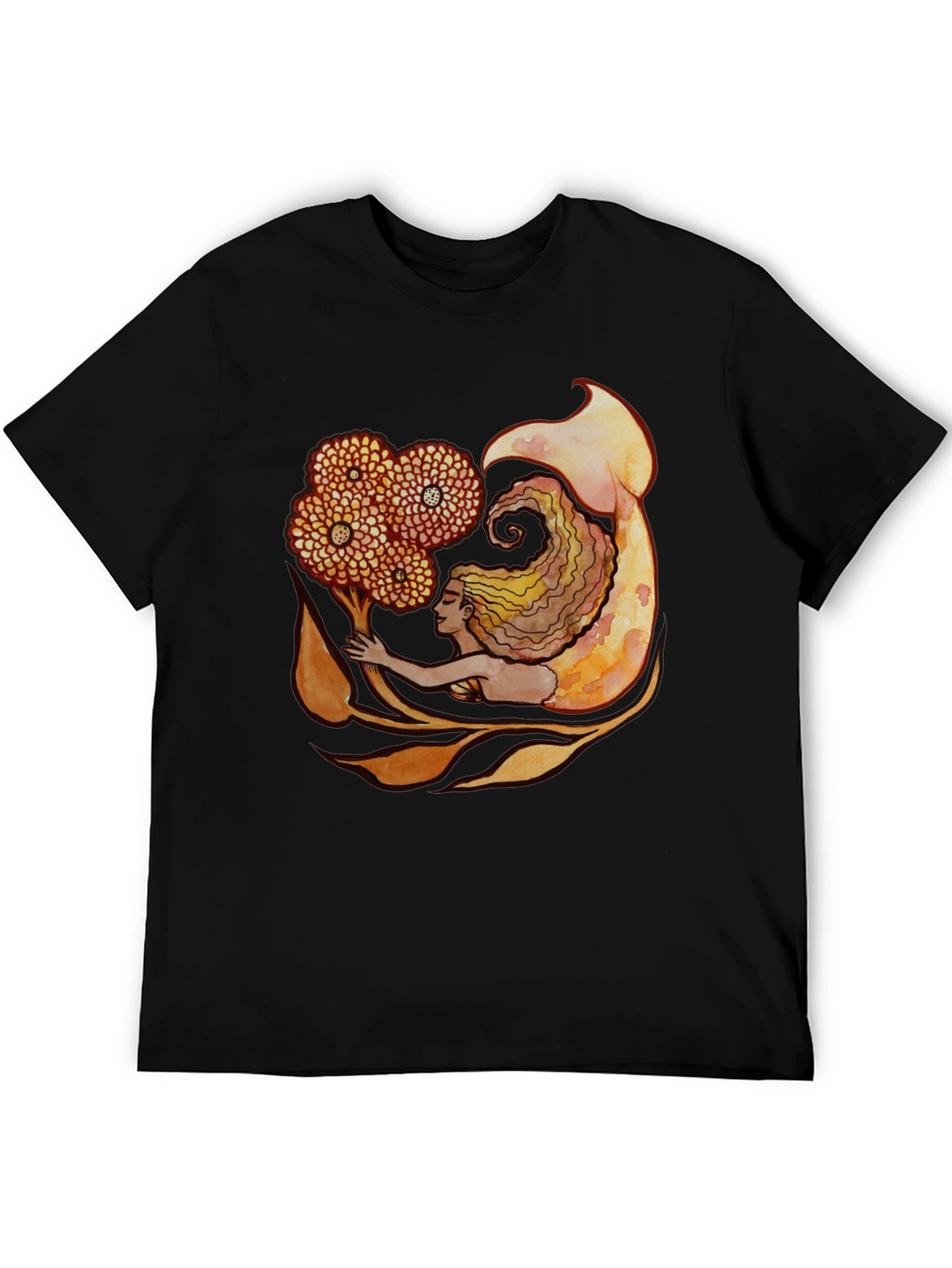 Mermaid Graphic Black T-Shirt