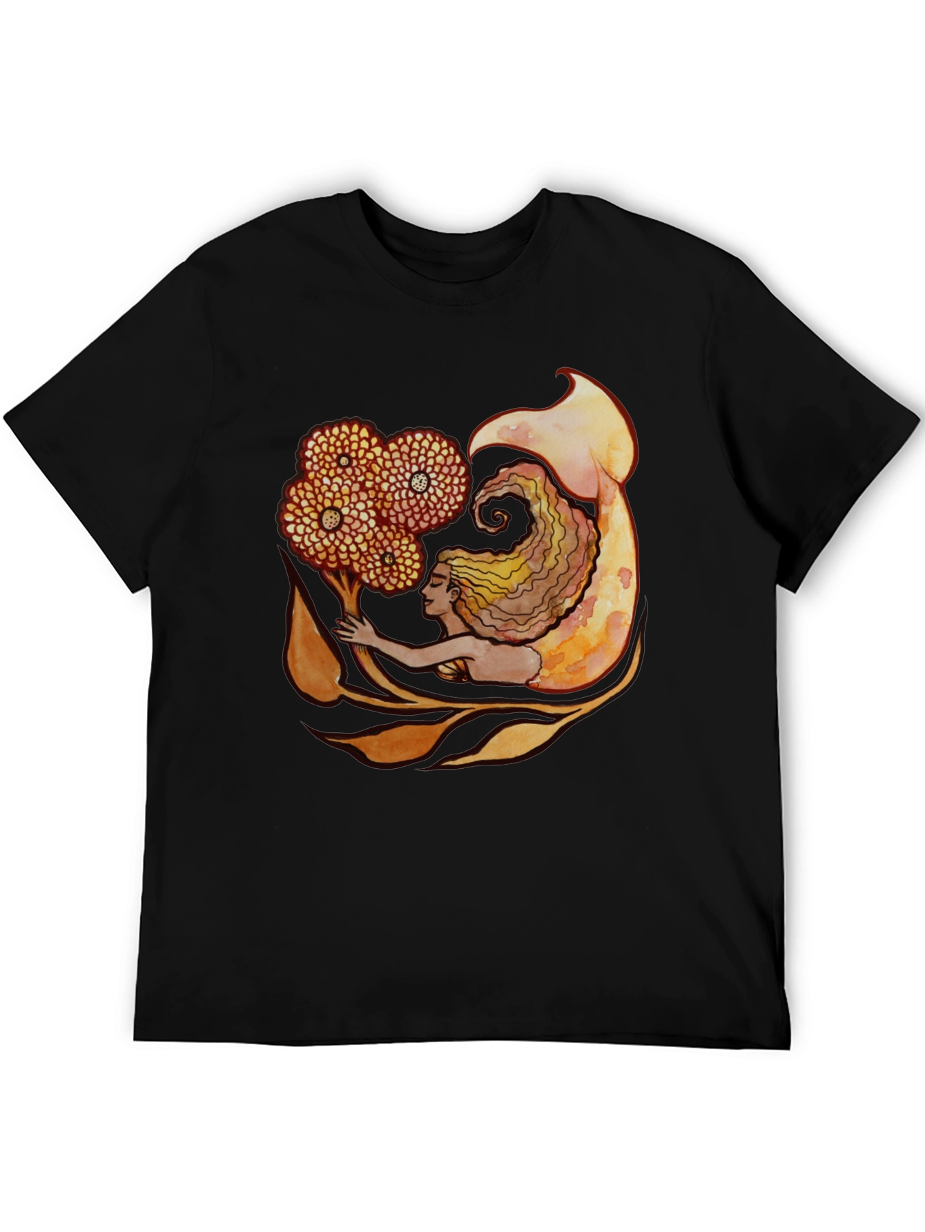 Mermaid Graphic Black T-Shirt