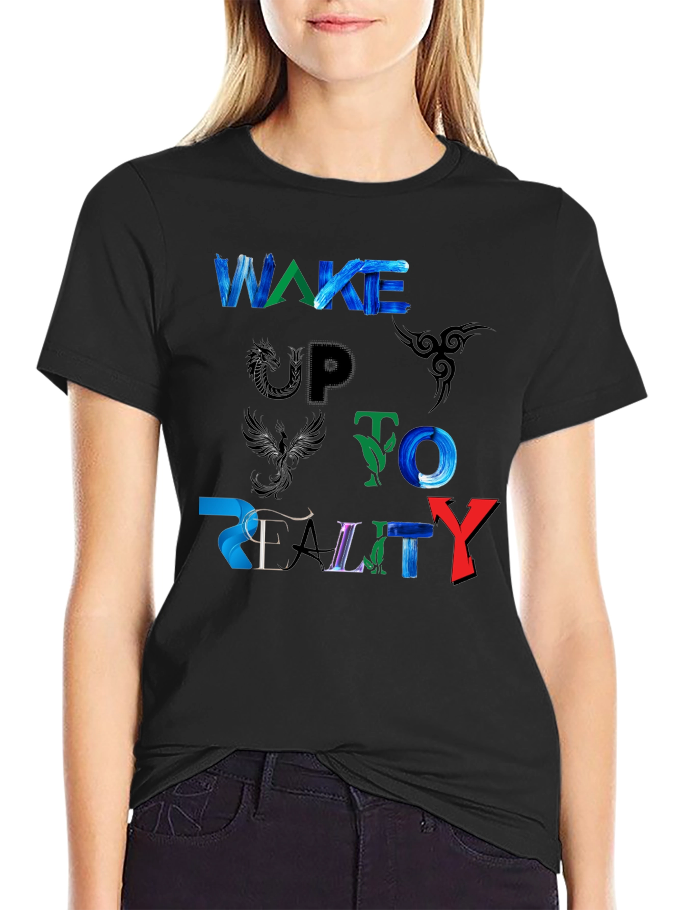 Wake Up To Reality Graphic Black Tee