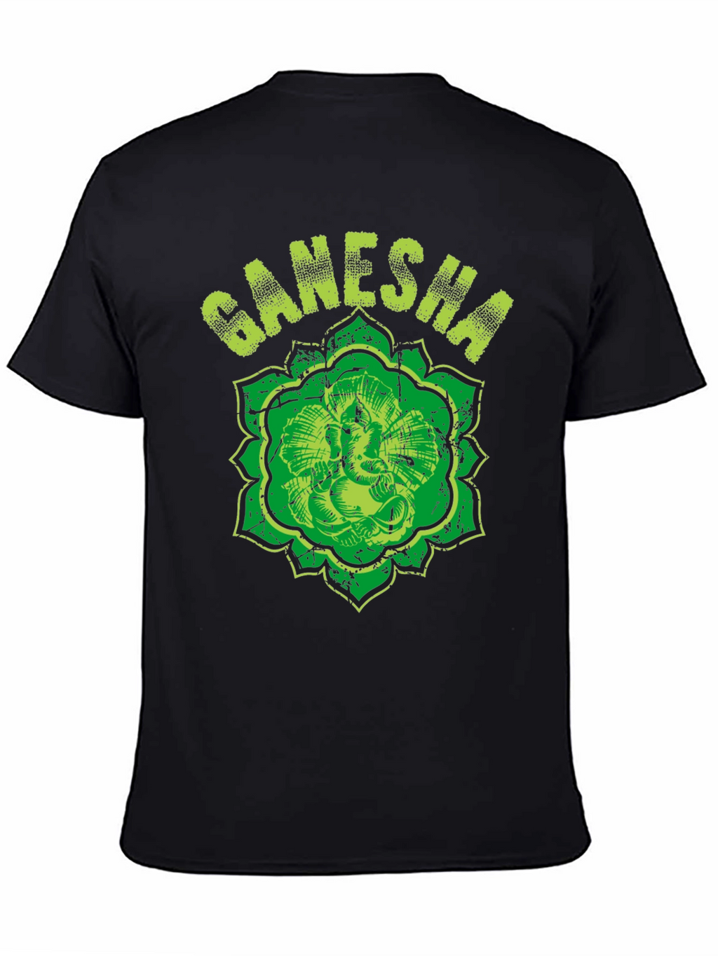 Ganesha Graphic Tee - Distressed Print Black T-Shirt