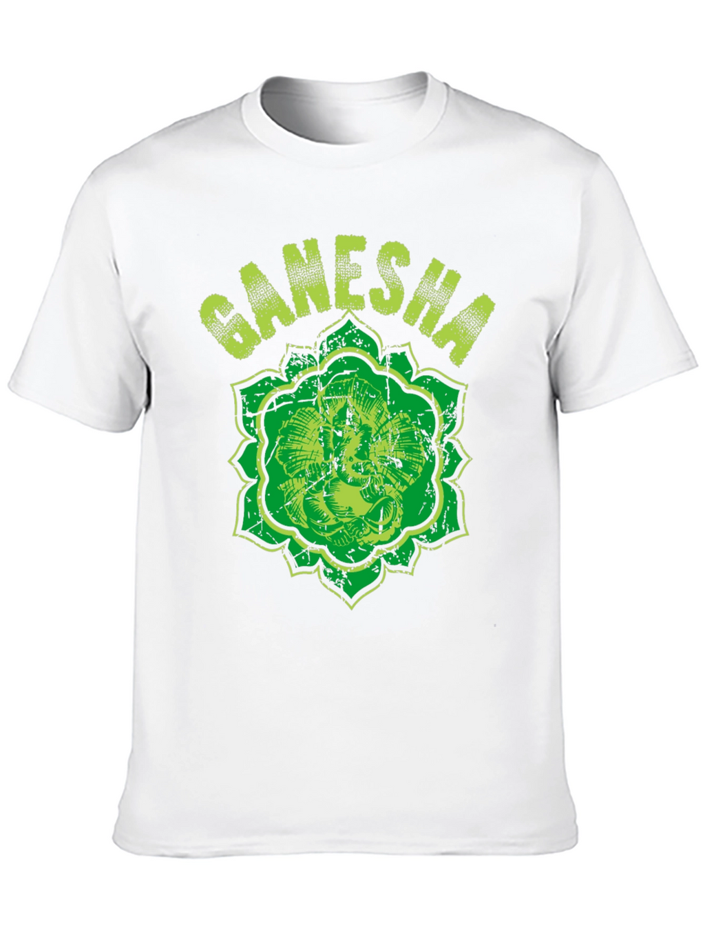 Ganesha Graphic Tee - Distressed Print Black T-Shirt