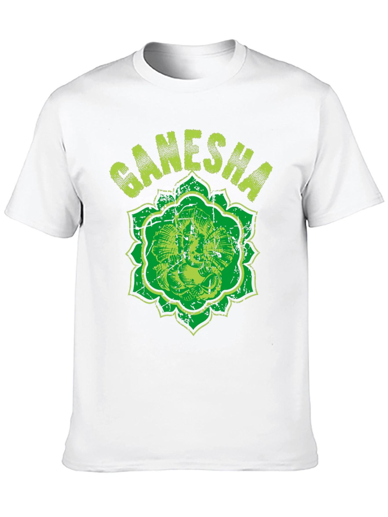 Ganesha Graphic Tee - Distressed Print Black T-Shirt
