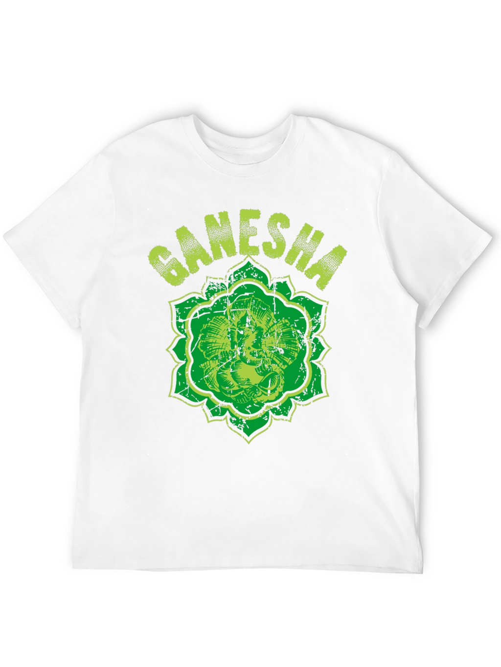 Ganesha Graphic Tee - Distressed Print Black T-Shirt