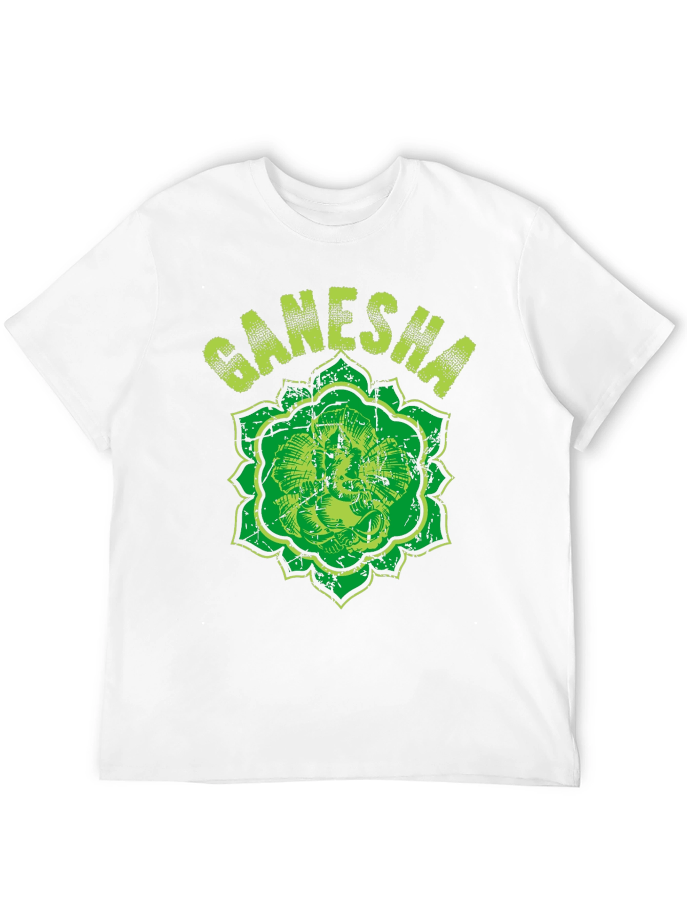 Ganesha Graphic Tee - Distressed Print Black T-Shirt