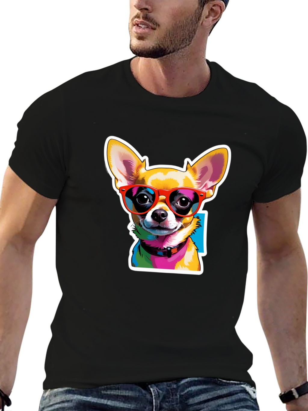 Cool Chihuahua Graphic Tee - Black