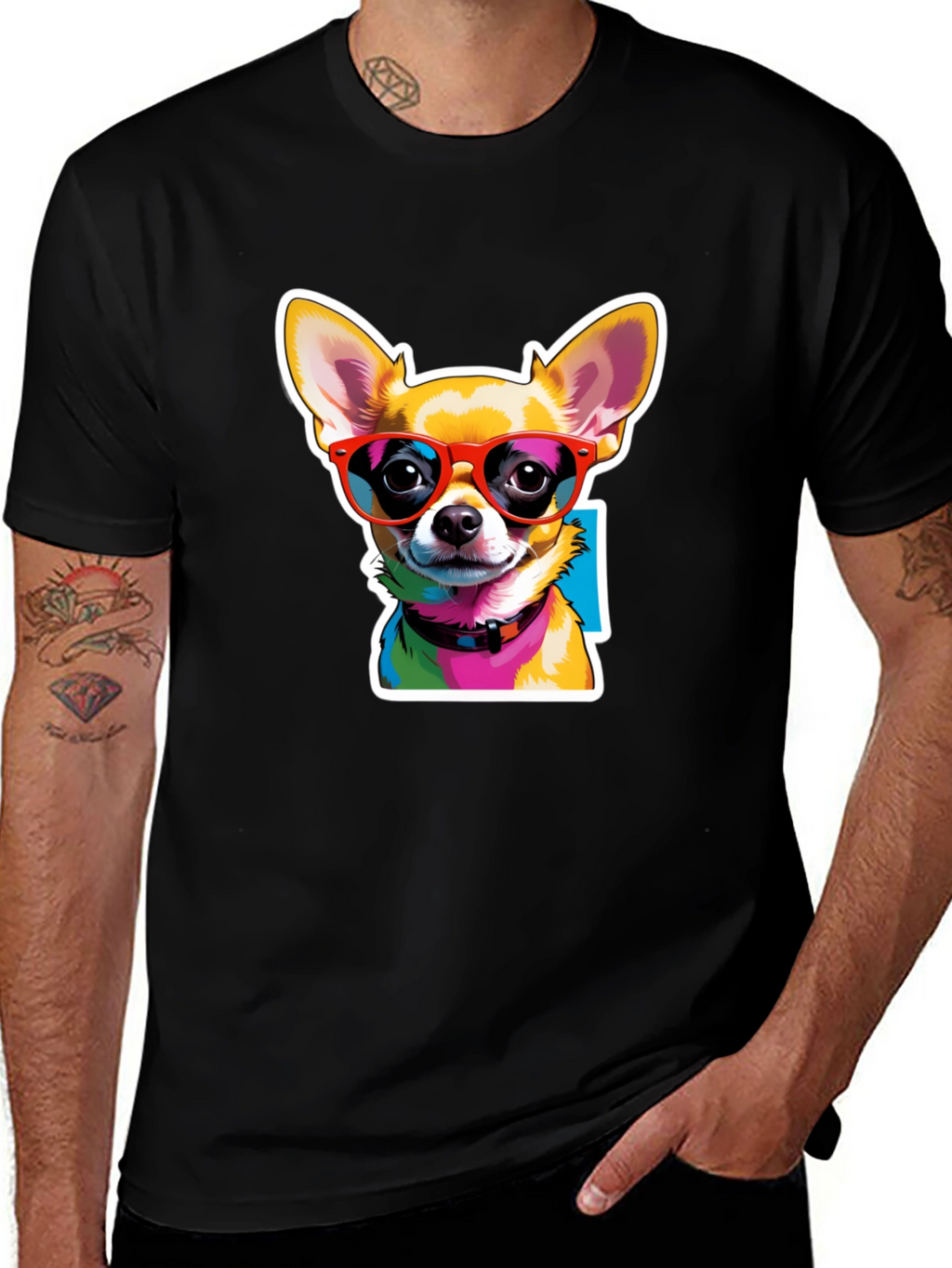 Cool Chihuahua Graphic Tee - Black