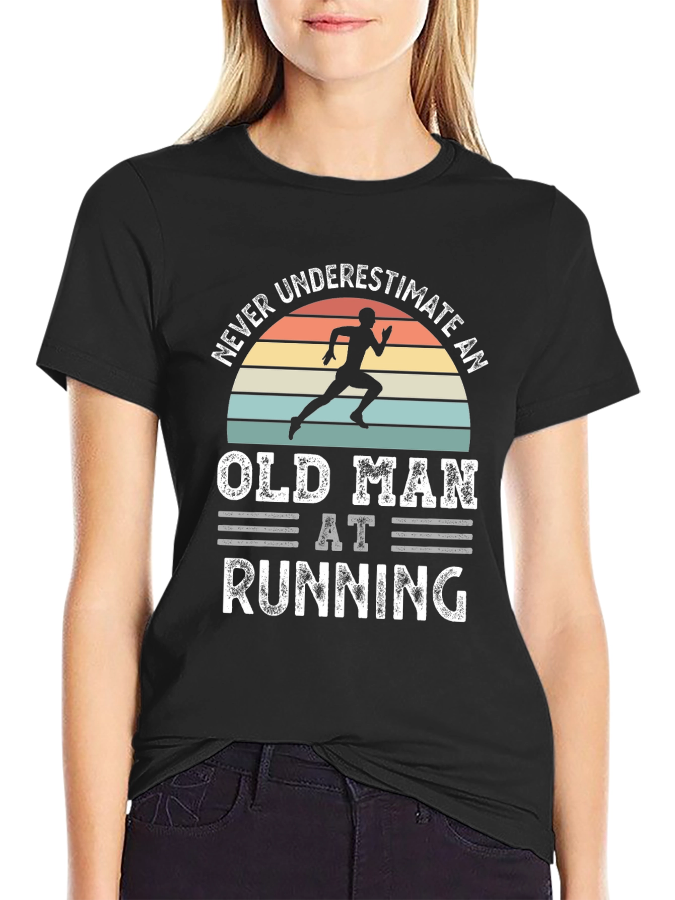 Never Underestimate An Old Man Running Graphic T-Shirt