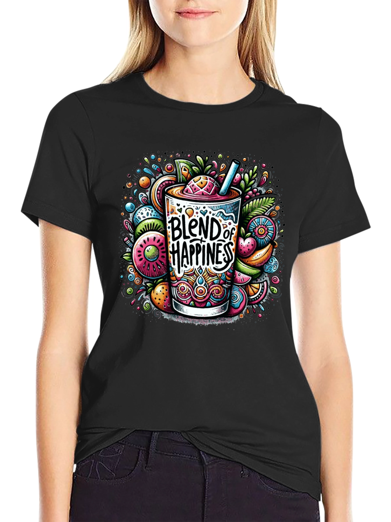 Blend of Happiness Graphic Tee - Black T-Shirt