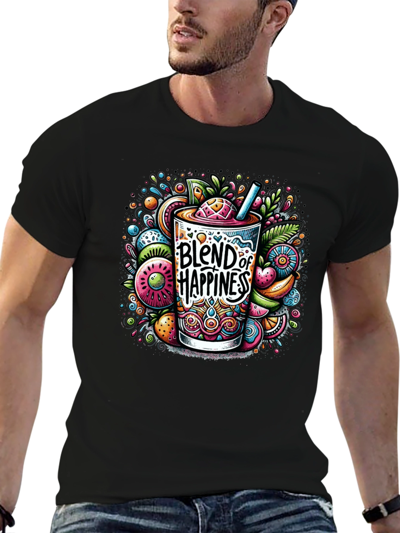 Blend of Happiness Graphic Tee - Black T-Shirt