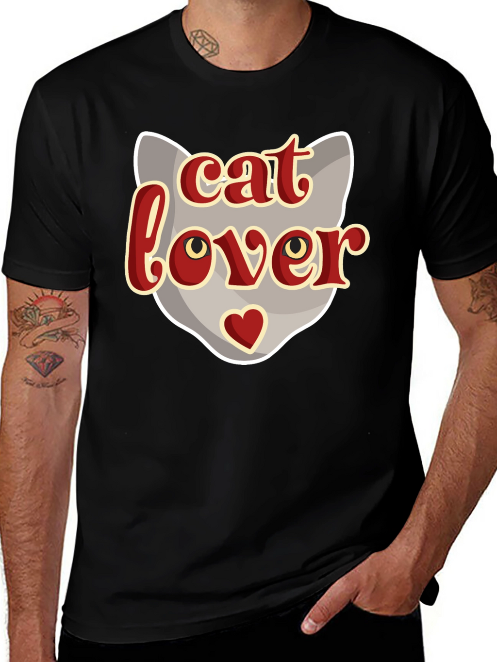 Cat Lover Graphic T-Shirt - Black