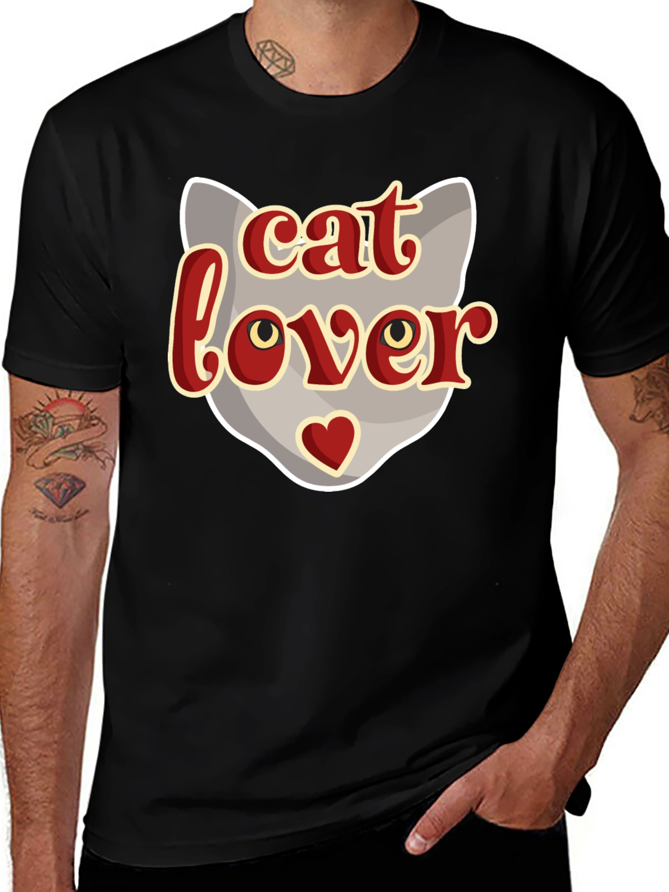 Cat Lover Graphic T-Shirt - Black