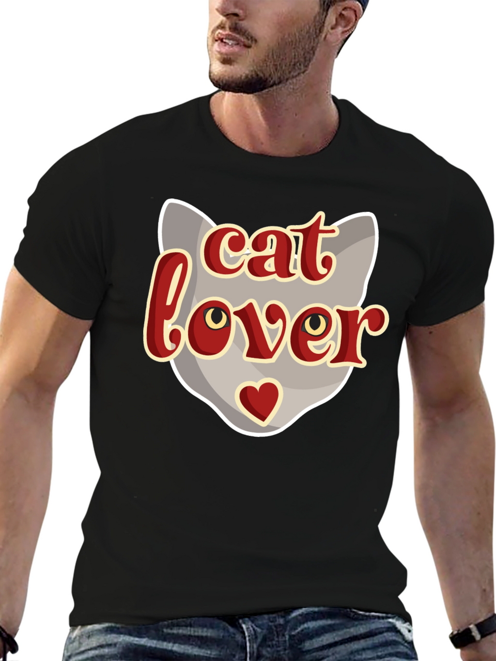 Cat Lover Graphic T-Shirt - Black