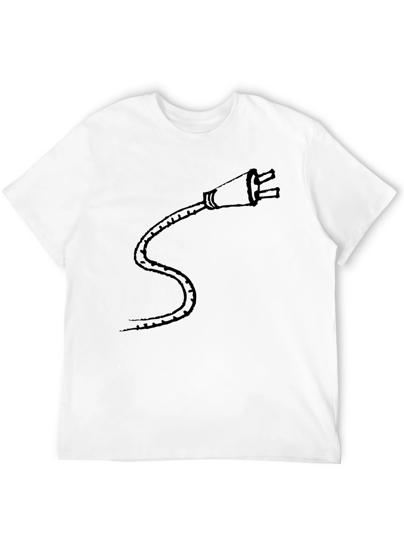 Black T-Shirt with Electric Plug Design - Casual Style