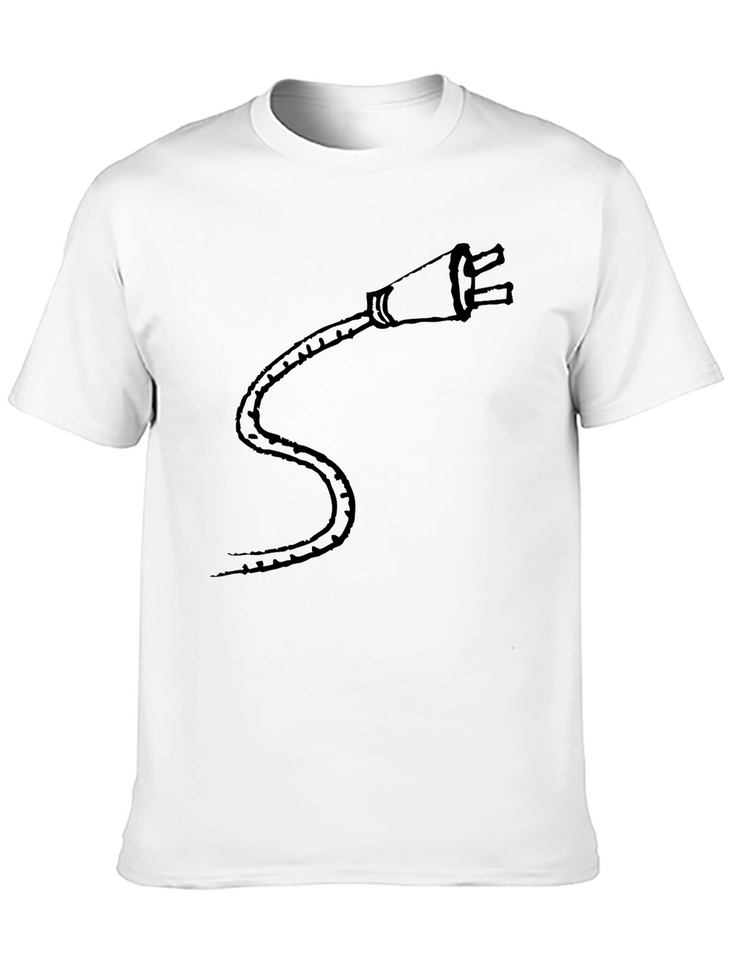 Black T-Shirt with Electric Plug Design - Casual Style