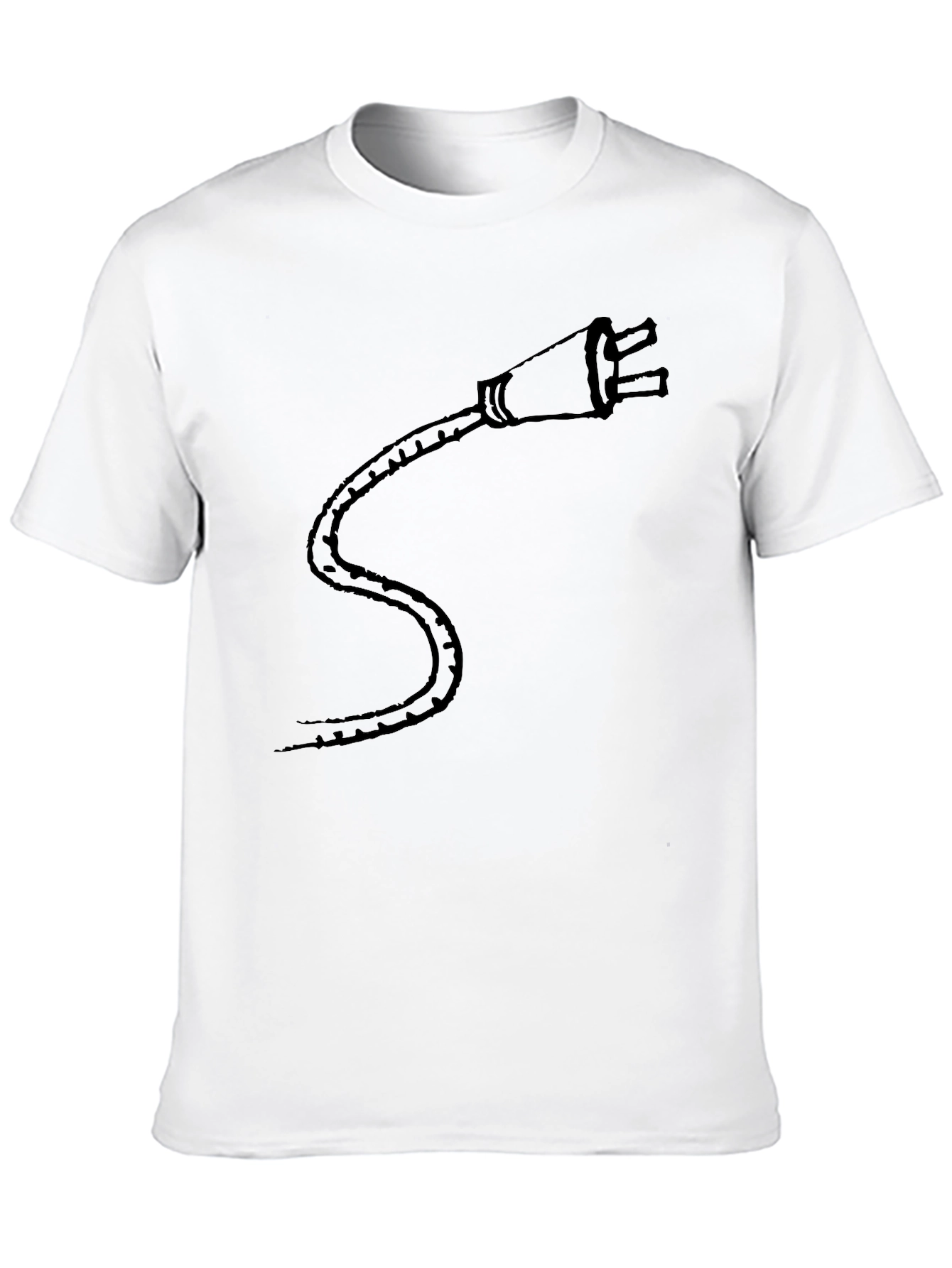 Black T-Shirt with Electric Plug Design - Casual Style