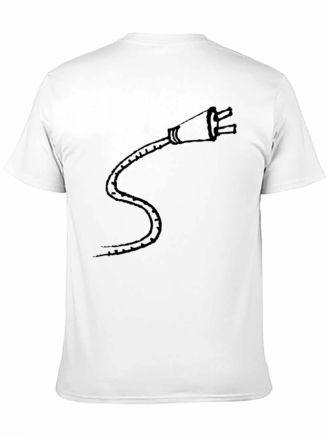 Black T-Shirt with Electric Plug Design - Casual Style