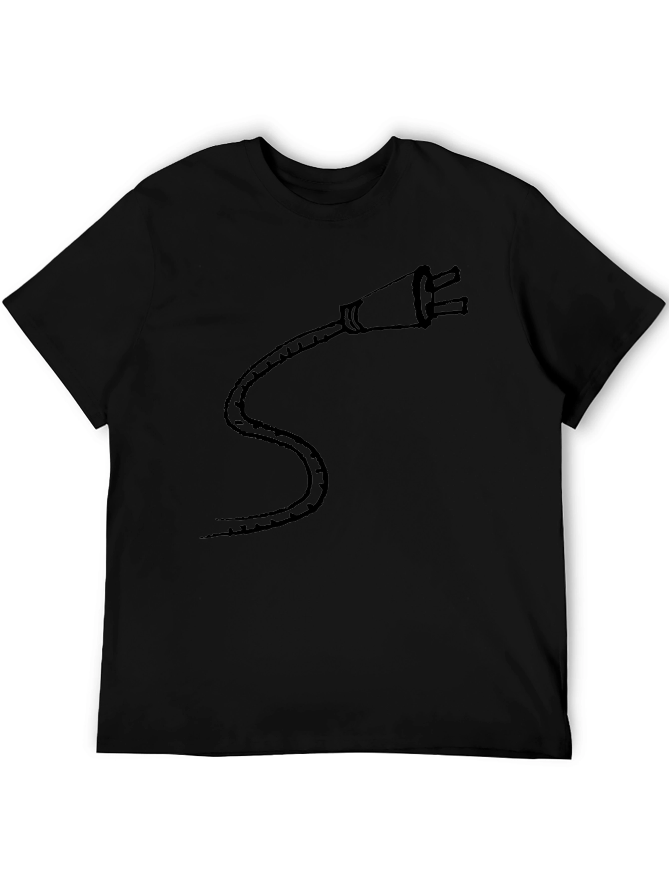 Black T-Shirt with Electric Plug Design - Casual Style